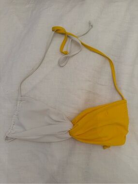 Gil Rodriguez Colorblock Yellow and White Bikini Top